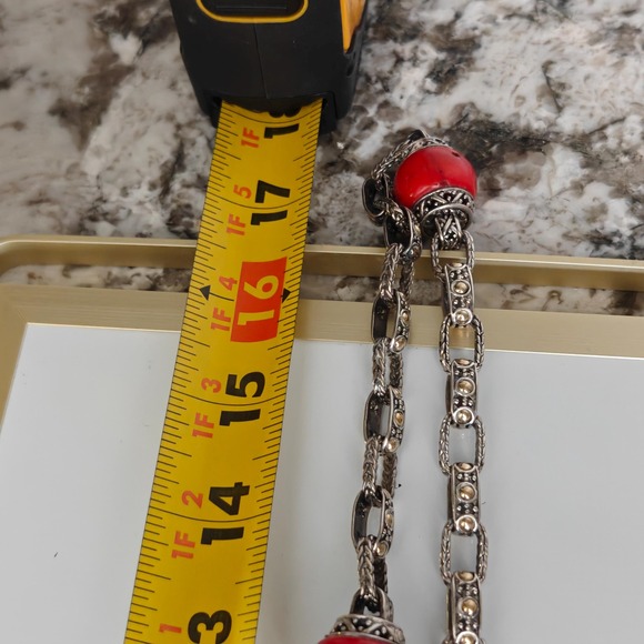 Vintage $2700 John Hardy RARE SS 18K Gold red natural corals necklace. - Picture 4 of 10